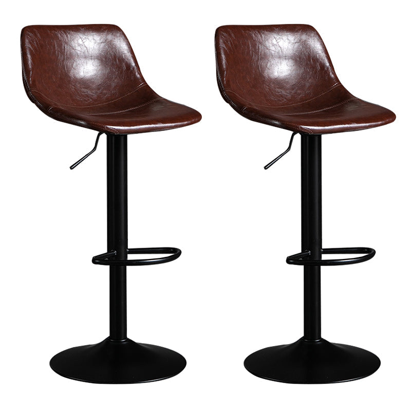 Contemporary Metal Barstool Faux Leather Footrest Stool Adjustable in Matte Finish Brown 2 Piece Set Bar Stool(33"H) Clearhalo 'Bar Furniture' 'Bar Stools' 'bar_stools' 'furn' 'furn_bar_stools' 'Furniture' 'Kitchen & Dining Furniture' 5638977