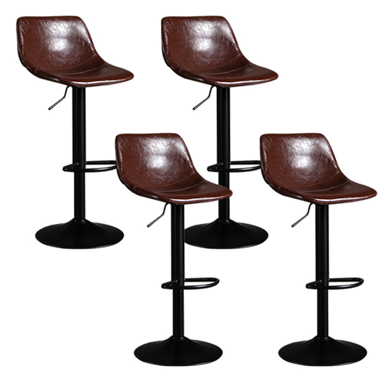 Contemporary Metal Barstool Faux Leather Footrest Stool Adjustable in Matte Finish Brown 4 Piece Set Bar Stool(33"H) Clearhalo 'Bar Furniture' 'Bar Stools' 'bar_stools' 'furn' 'furn_bar_stools' 'Furniture' 'Kitchen & Dining Furniture' 5638978