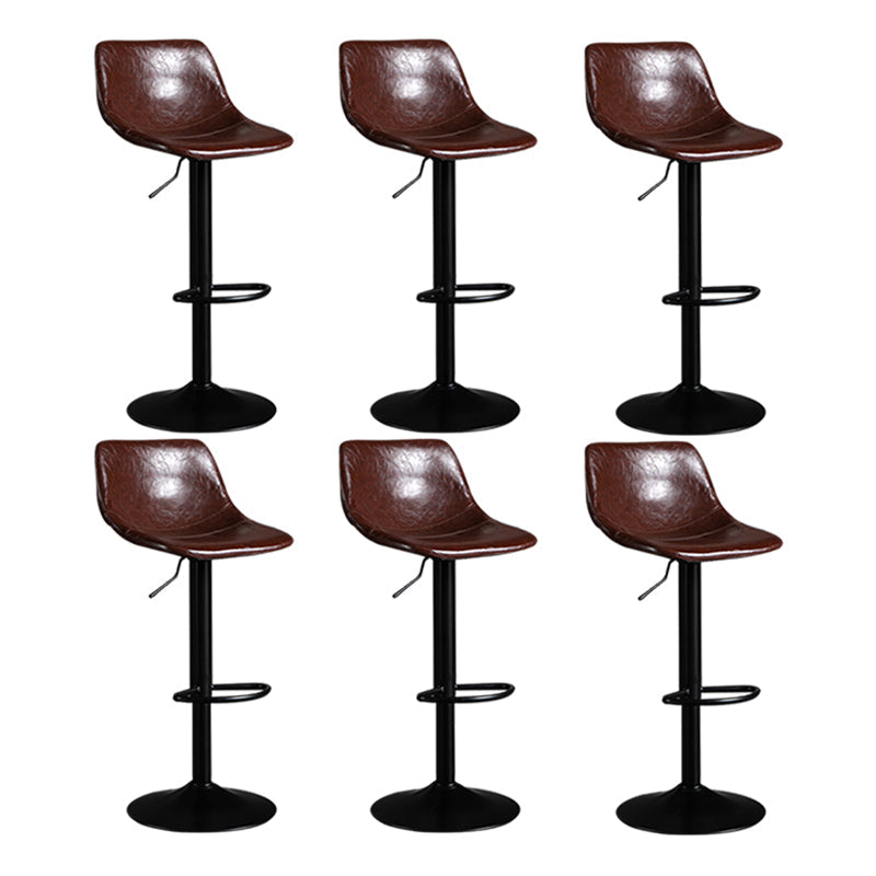 Contemporary Metal Barstool Faux Leather Footrest Stool Adjustable in Matte Finish Brown 6 Piece Set Bar Stool(33"H) Clearhalo 'Bar Furniture' 'Bar Stools' 'bar_stools' 'furn' 'furn_bar_stools' 'Furniture' 'Kitchen & Dining Furniture' 5638979