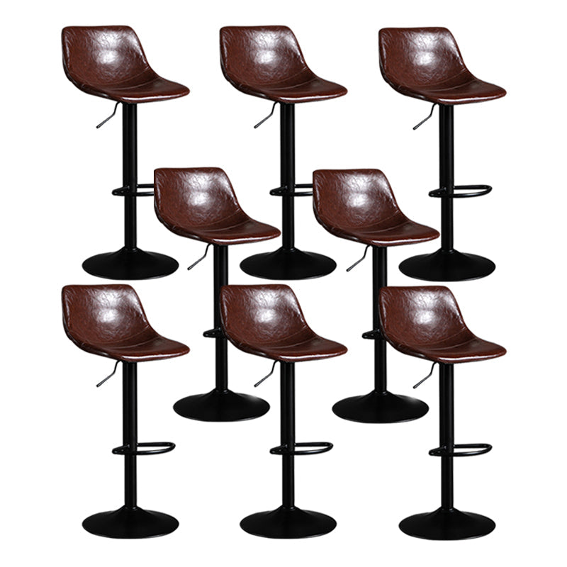 Contemporary Metal Barstool Faux Leather Footrest Stool Adjustable in Matte Finish Brown 8 Piece Set Bar Stool(33"H) Clearhalo 'Bar Furniture' 'Bar Stools' 'bar_stools' 'furn' 'furn_bar_stools' 'Furniture' 'Kitchen & Dining Furniture' 5638980