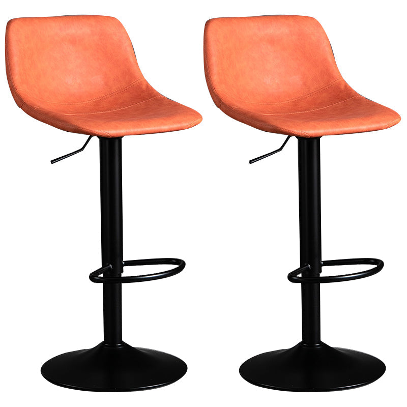Contemporary Metal Barstool Faux Leather Footrest Stool Adjustable in Matte Finish Orange 2 Piece Set Bar Stool(33"H) Clearhalo 'Bar Furniture' 'Bar Stools' 'bar_stools' 'furn' 'furn_bar_stools' 'Furniture' 'Kitchen & Dining Furniture' 5638982