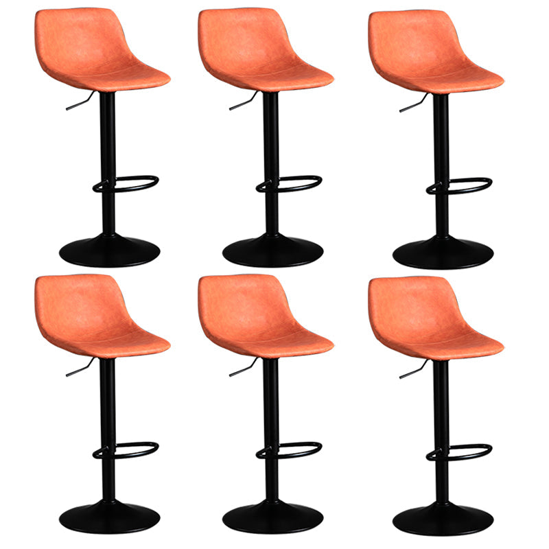 Contemporary Metal Barstool Faux Leather Footrest Stool Adjustable in Matte Finish Orange 6 Piece Set Bar Stool(33"H) Clearhalo 'Bar Furniture' 'Bar Stools' 'bar_stools' 'furn' 'furn_bar_stools' 'Furniture' 'Kitchen & Dining Furniture' 5638984