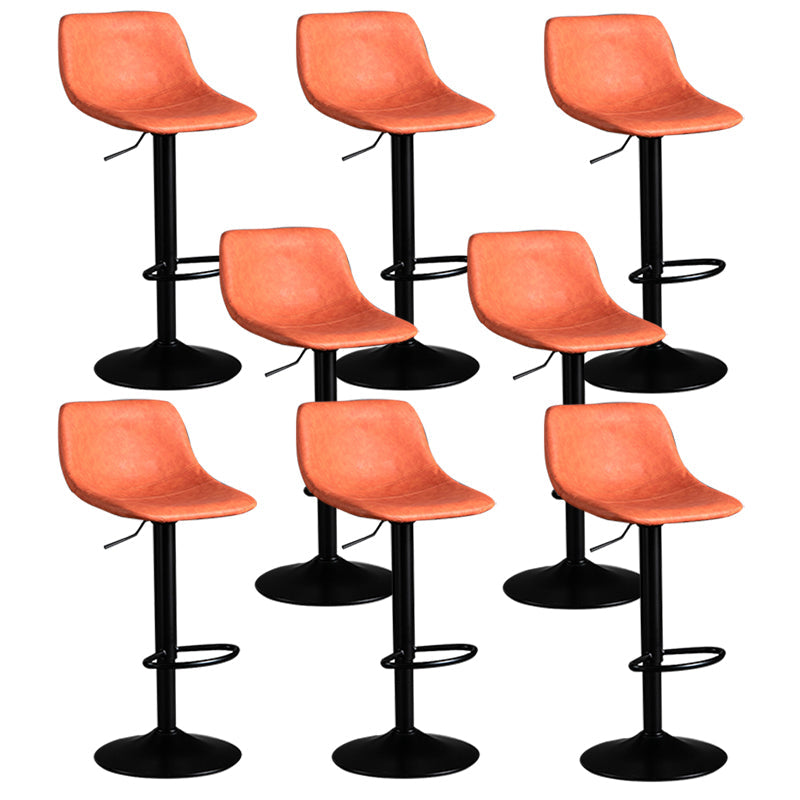 Contemporary Metal Barstool Faux Leather Footrest Stool Adjustable in Matte Finish Orange 8 Piece Set Bar Stool(33"H) Clearhalo 'Bar Furniture' 'Bar Stools' 'bar_stools' 'furn' 'furn_bar_stools' 'Furniture' 'Kitchen & Dining Furniture' 5638985