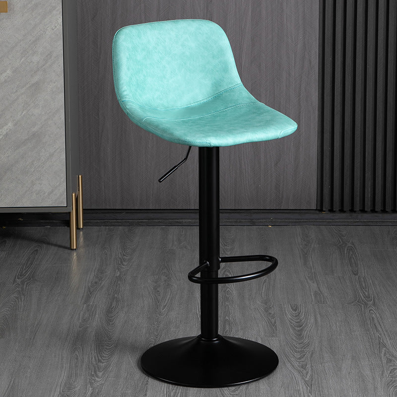 Contemporary Metal Barstool Faux Leather Footrest Stool Adjustable in Matte Finish Sky Blue 1 Piece Bar Stool(33"H) Clearhalo 'Bar Furniture' 'Bar Stools' 'bar_stools' 'furn' 'furn_bar_stools' 'Furniture' 'Kitchen & Dining Furniture' 5638986