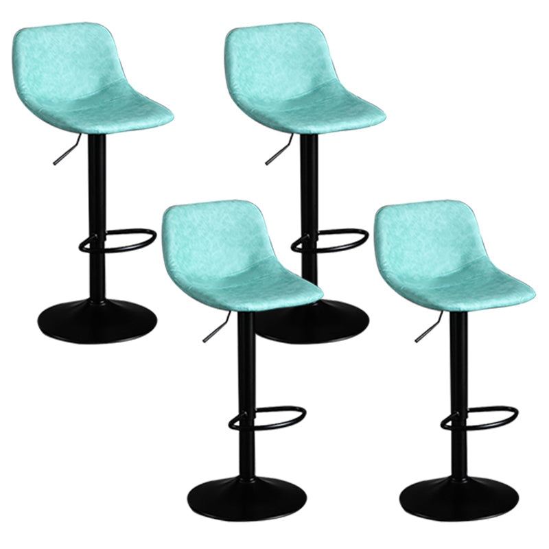 Contemporary Metal Barstool Faux Leather Footrest Stool Adjustable in Matte Finish Sky Blue 4 Piece Set Bar Stool(33"H) Clearhalo 'Bar Furniture' 'Bar Stools' 'bar_stools' 'furn' 'furn_bar_stools' 'Furniture' 'Kitchen & Dining Furniture' 5638988