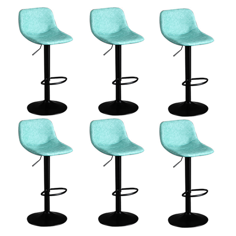 Contemporary Metal Barstool Faux Leather Footrest Stool Adjustable in Matte Finish Sky Blue 6 Piece Set Clearhalo 'Bar Furniture' 'Bar Stools' 'bar_stools' 'furn' 'furn_bar_stools' 'Furniture' 'Kitchen & Dining Furniture' 5638989
