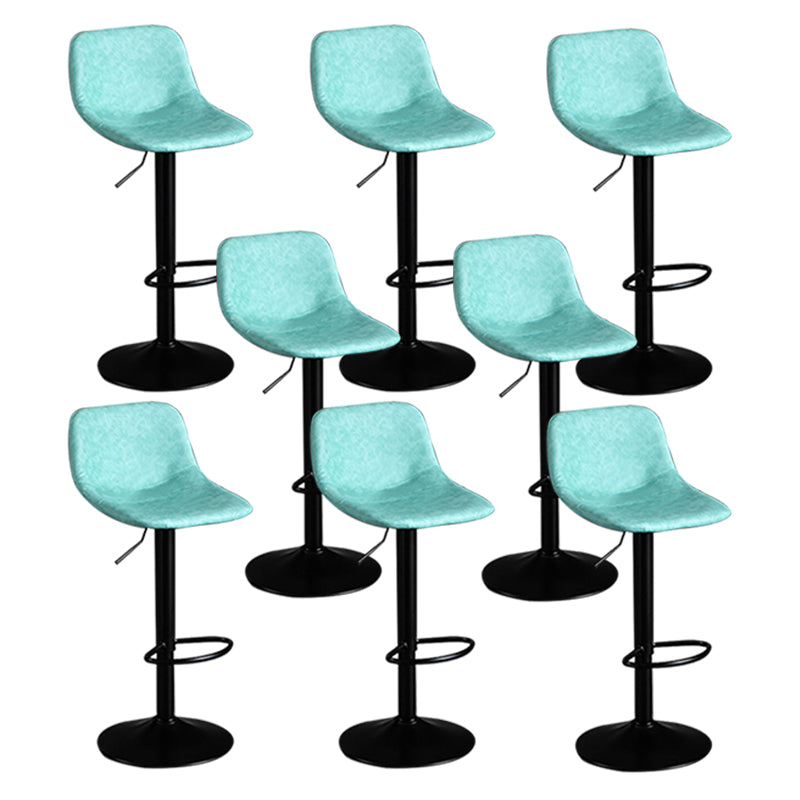 Contemporary Metal Barstool Faux Leather Footrest Stool Adjustable in Matte Finish Sky Blue 8 Piece Set Bar Stool(33"H) Clearhalo 'Bar Furniture' 'Bar Stools' 'bar_stools' 'furn' 'furn_bar_stools' 'Furniture' 'Kitchen & Dining Furniture' 5638990