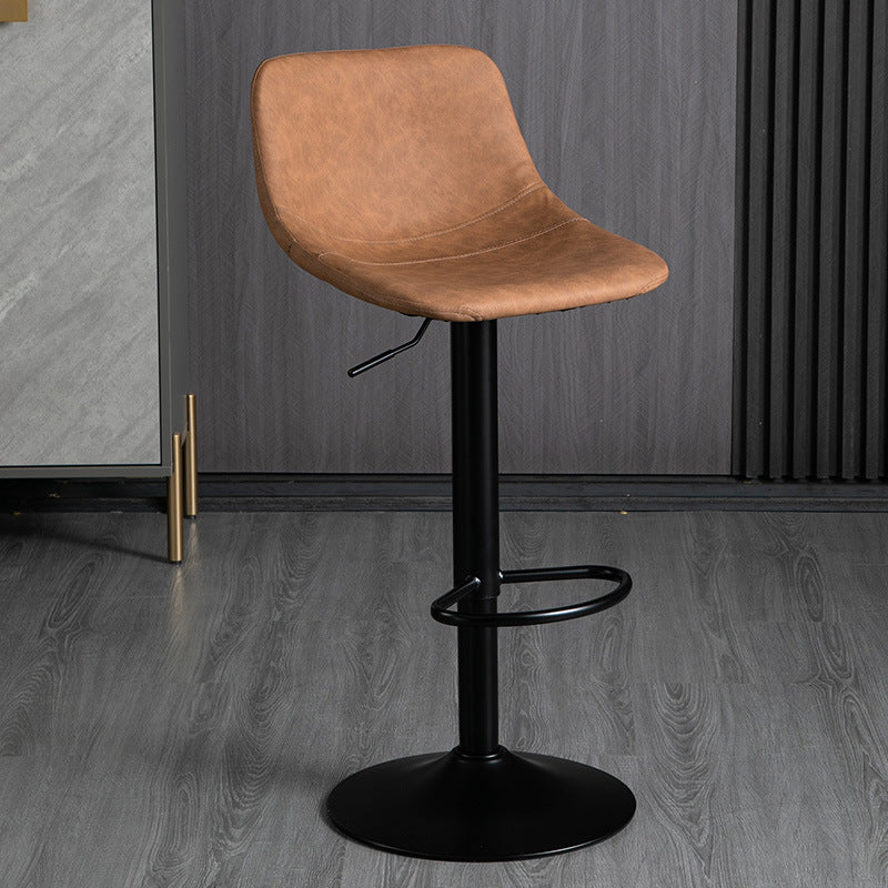 Contemporary Metal Barstool Faux Leather Footrest Stool Adjustable in Matte Finish Light Brown 1 Piece Bar Stool(33"H) Clearhalo 'Bar Furniture' 'Bar Stools' 'bar_stools' 'furn' 'furn_bar_stools' 'Furniture' 'Kitchen & Dining Furniture' 5638991