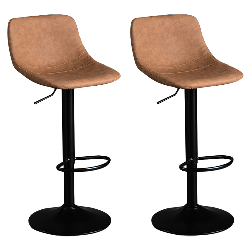Contemporary Metal Barstool Faux Leather Footrest Stool Adjustable in Matte Finish Light Brown 2 Piece Set Bar Stool(33"H) Clearhalo 'Bar Furniture' 'Bar Stools' 'bar_stools' 'furn' 'furn_bar_stools' 'Furniture' 'Kitchen & Dining Furniture' 5638992