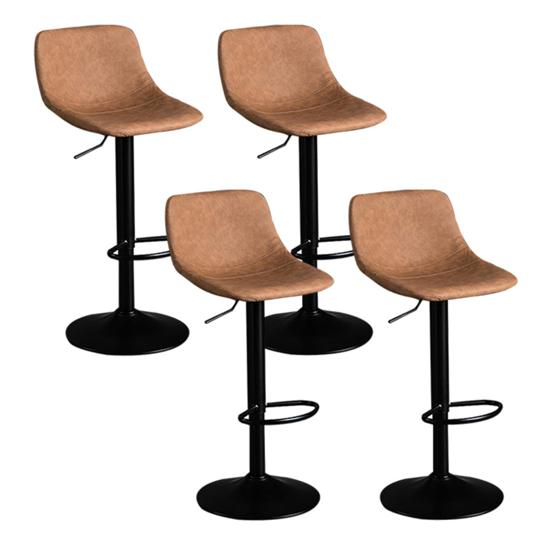 Contemporary Metal Barstool Faux Leather Footrest Stool Adjustable in Matte Finish Light Brown 4 Piece Set Bar Stool(33"H) Clearhalo 'Bar Furniture' 'Bar Stools' 'bar_stools' 'furn' 'furn_bar_stools' 'Furniture' 'Kitchen & Dining Furniture' 5638993