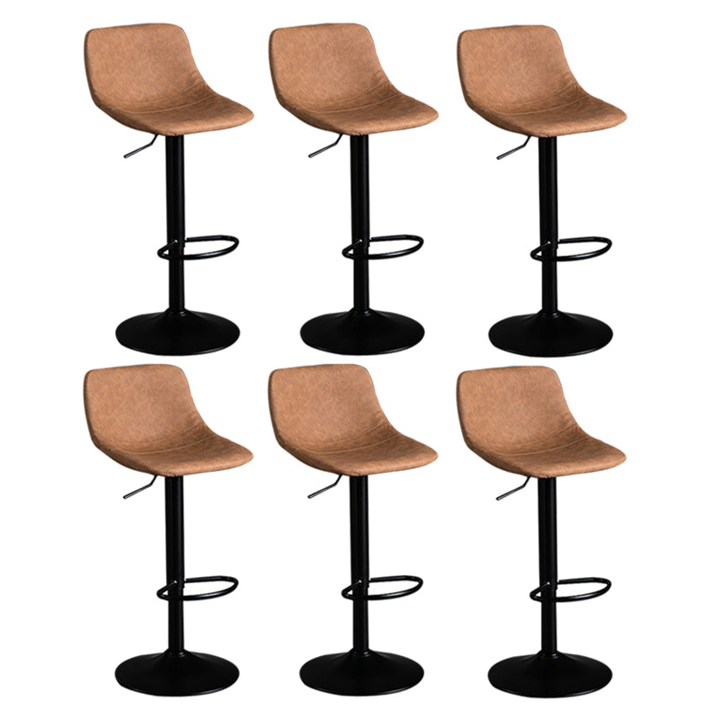 Contemporary Metal Barstool Faux Leather Footrest Stool Adjustable in Matte Finish Light Brown 6 Piece Set Bar Stool(33"H) Clearhalo 'Bar Furniture' 'Bar Stools' 'bar_stools' 'furn' 'furn_bar_stools' 'Furniture' 'Kitchen & Dining Furniture' 5638994
