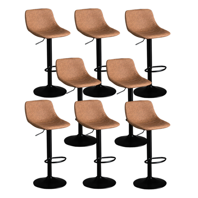 Contemporary Metal Barstool Faux Leather Footrest Stool Adjustable in Matte Finish Light Brown 8 Piece Set Bar Stool(33"H) Clearhalo 'Bar Furniture' 'Bar Stools' 'bar_stools' 'furn' 'furn_bar_stools' 'Furniture' 'Kitchen & Dining Furniture' 5638995