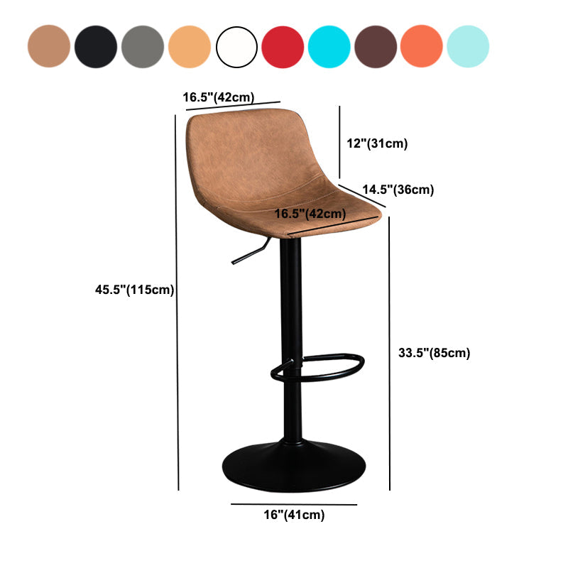 Contemporary Metal Barstool Faux Leather Footrest Stool Adjustable in Matte Finish Clearhalo 'Bar Furniture' 'Bar Stools' 'bar_stools' 'furn' 'furn_bar_stools' 'Furniture' 'Kitchen & Dining Furniture' 5638997