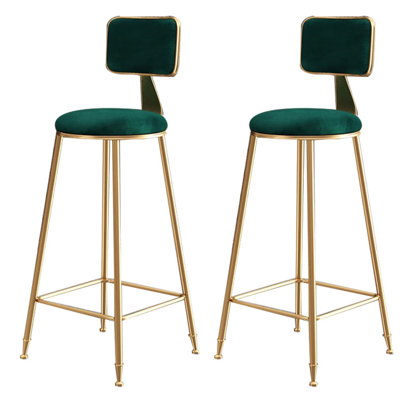Glam Round Indoor Counter Stool Footrest Low Back Counter-height Stool Green 2 Piece Set Clearhalo 'Bar Furniture' 'Bar Stools' 'bar_stools' 'furn' 'furn_bar_stools' 'Furniture' 'Kitchen & Dining Furniture' 5638999