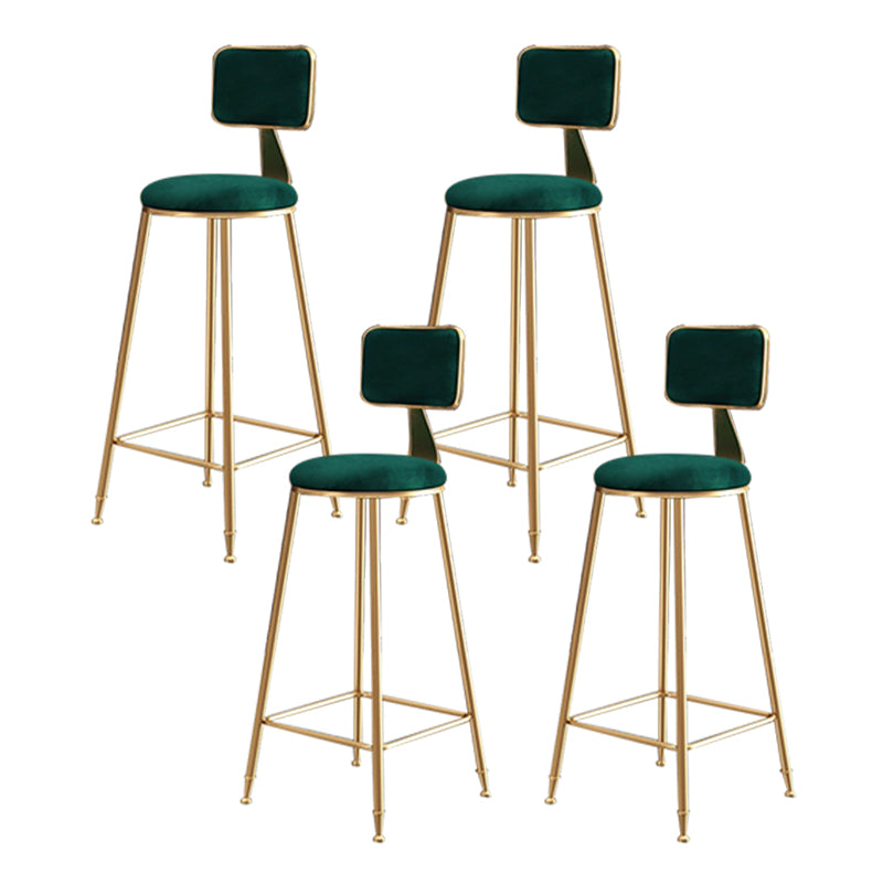 Glam Round Indoor Counter Stool Footrest Low Back Counter-height Stool Green 4 Piece Set Clearhalo 'Bar Furniture' 'Bar Stools' 'bar_stools' 'furn' 'furn_bar_stools' 'Furniture' 'Kitchen & Dining Furniture' 5639001