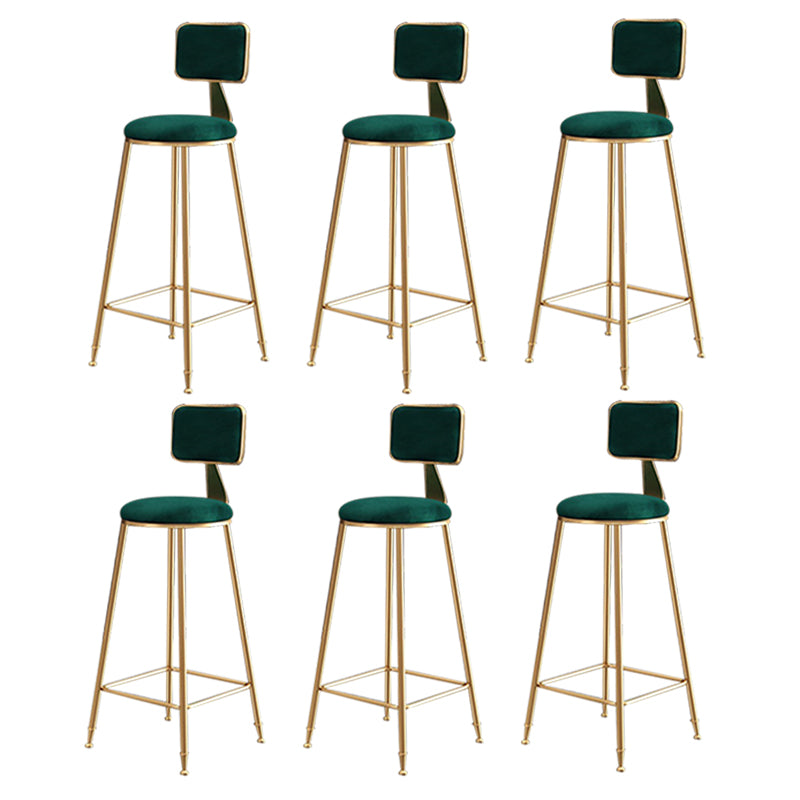 Glam Round Indoor Counter Stool Footrest Low Back Counter-height Stool Green 6 Piece Set Clearhalo 'Bar Furniture' 'Bar Stools' 'bar_stools' 'furn' 'furn_bar_stools' 'Furniture' 'Kitchen & Dining Furniture' 5639003