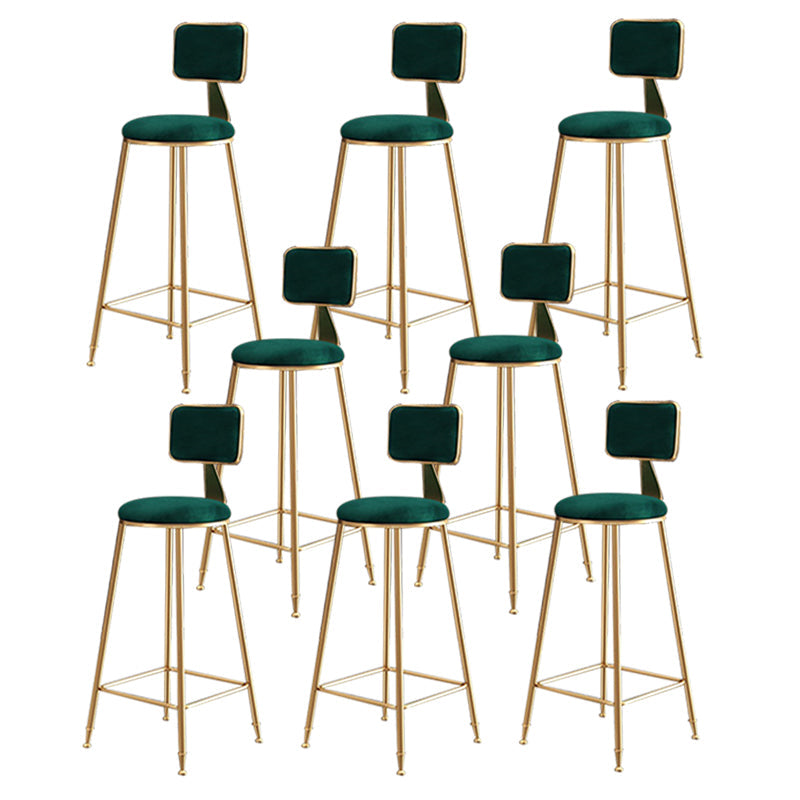 Glam Round Indoor Counter Stool Footrest Low Back Counter-height Stool Green 8 Piece Set Clearhalo 'Bar Furniture' 'Bar Stools' 'bar_stools' 'furn' 'furn_bar_stools' 'Furniture' 'Kitchen & Dining Furniture' 5639005