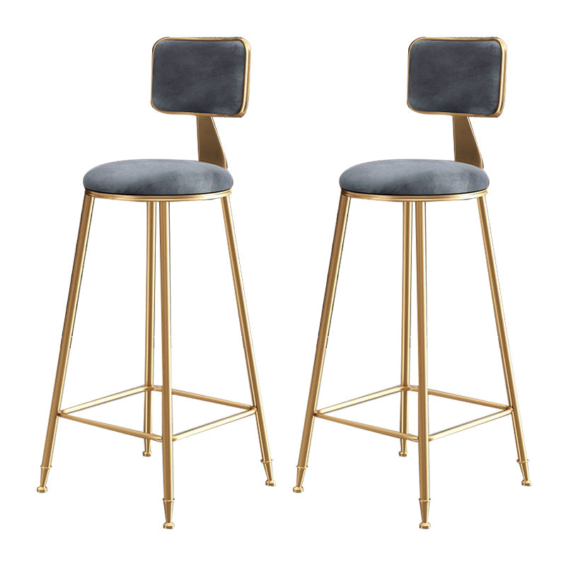 Glam Round Indoor Counter Stool Footrest Low Back Counter-height Stool Grey 2 Piece Set Clearhalo 'Bar Furniture' 'Bar Stools' 'bar_stools' 'furn' 'furn_bar_stools' 'Furniture' 'Kitchen & Dining Furniture' 5639008
