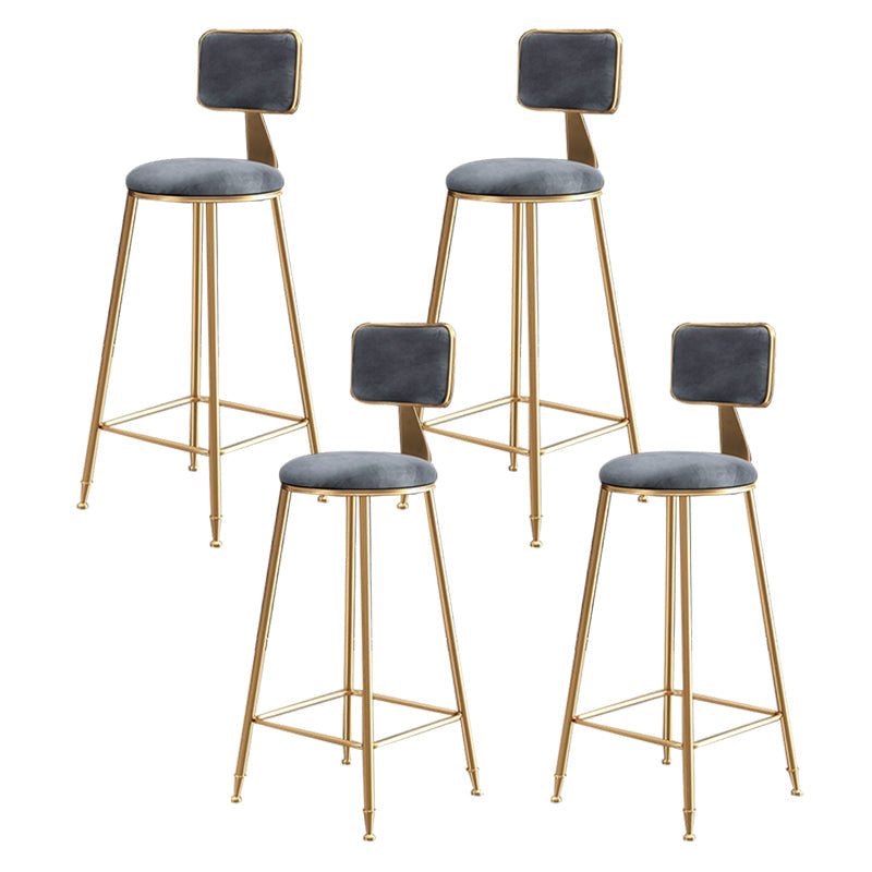 Glam Round Indoor Counter Stool Footrest Low Back Counter-height Stool Grey 4 Piece Set Clearhalo 'Bar Furniture' 'Bar Stools' 'bar_stools' 'furn' 'furn_bar_stools' 'Furniture' 'Kitchen & Dining Furniture' 5639010