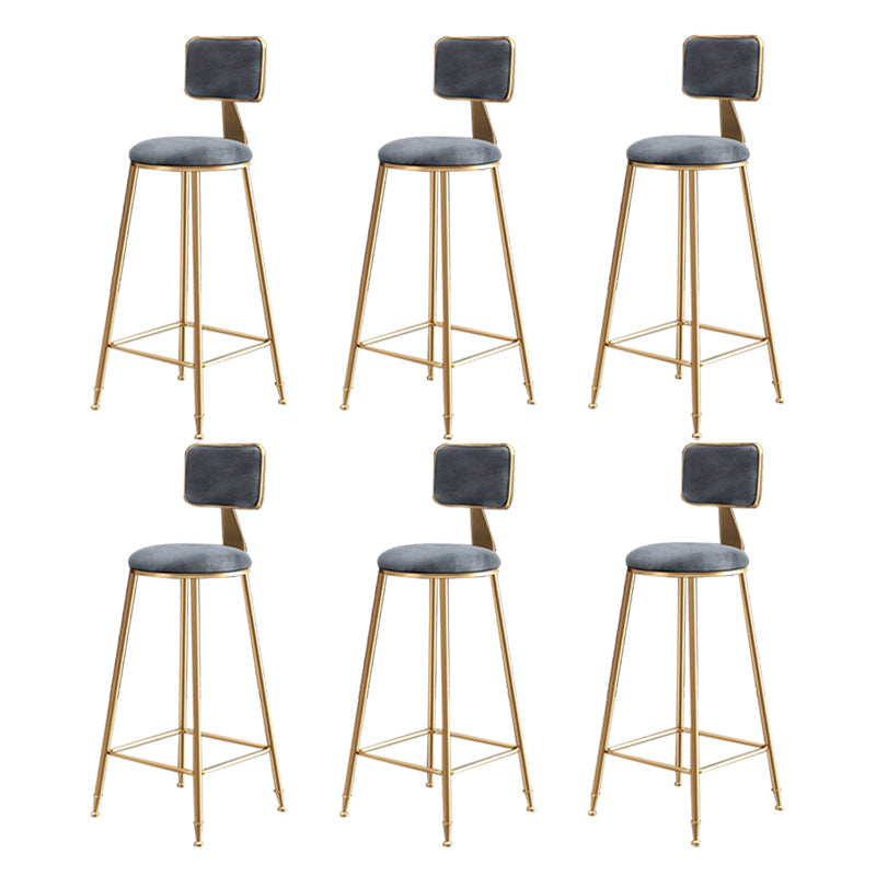 Glam Round Indoor Counter Stool Footrest Low Back Counter-height Stool Grey 6 Piece Set Clearhalo 'Bar Furniture' 'Bar Stools' 'bar_stools' 'furn' 'furn_bar_stools' 'Furniture' 'Kitchen & Dining Furniture' 5639013