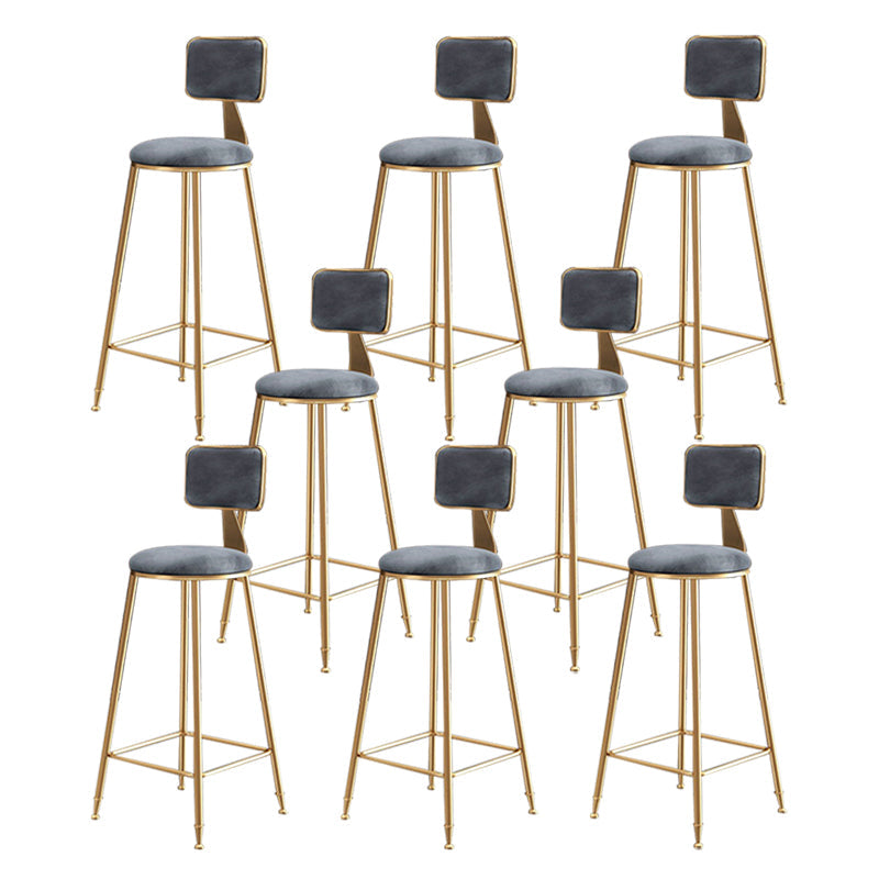 Glam Round Indoor Counter Stool Footrest Low Back Counter-height Stool Grey 8 Piece Set Clearhalo 'Bar Furniture' 'Bar Stools' 'bar_stools' 'furn' 'furn_bar_stools' 'Furniture' 'Kitchen & Dining Furniture' 5639014