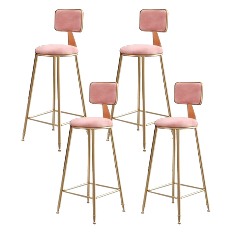 Glam Round Indoor Counter Stool Footrest Low Back Counter-height Stool Pink 4 Piece Set Clearhalo 'Bar Furniture' 'Bar Stools' 'bar_stools' 'furn' 'furn_bar_stools' 'Furniture' 'Kitchen & Dining Furniture' 5639016