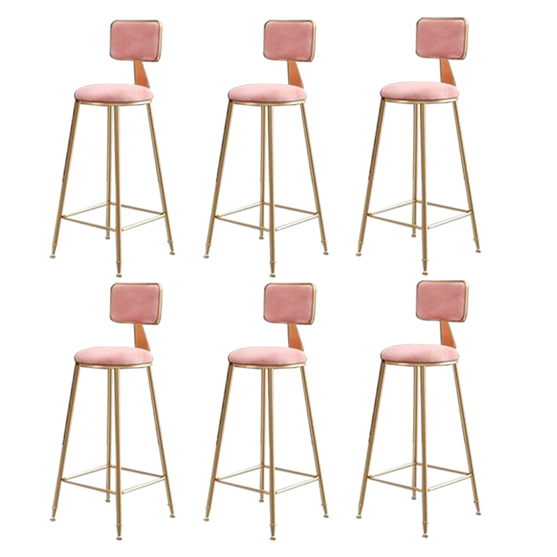 Glam Round Indoor Counter Stool Footrest Low Back Counter-height Stool Pink 6 Piece Set Clearhalo 'Bar Furniture' 'Bar Stools' 'bar_stools' 'furn' 'furn_bar_stools' 'Furniture' 'Kitchen & Dining Furniture' 5639017