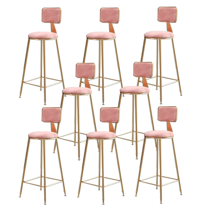 Glam Round Indoor Counter Stool Footrest Low Back Counter-height Stool Pink 8 Piece Set Clearhalo 'Bar Furniture' 'Bar Stools' 'bar_stools' 'furn' 'furn_bar_stools' 'Furniture' 'Kitchen & Dining Furniture' 5639018