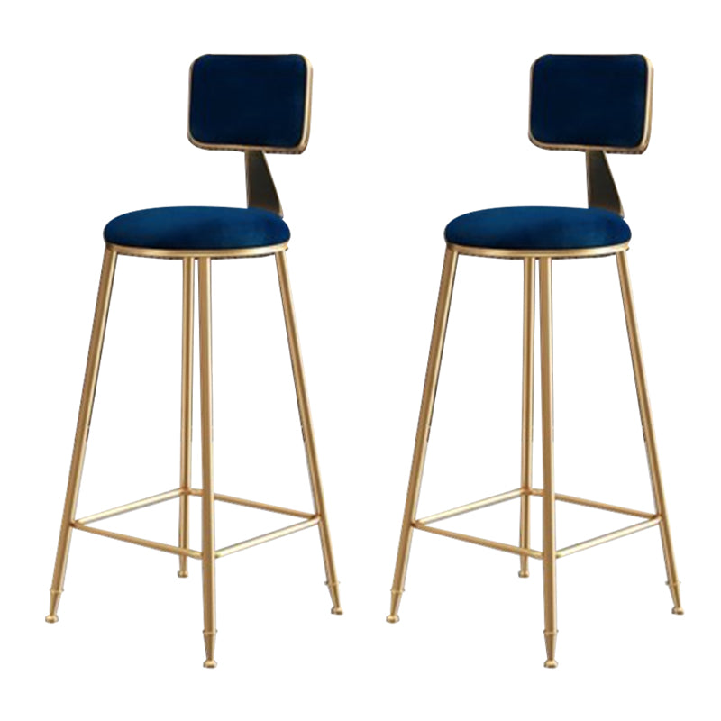 Glam Round Indoor Counter Stool Footrest Low Back Counter-height Stool Blue 2 Piece Set Clearhalo 'Bar Furniture' 'Bar Stools' 'bar_stools' 'furn' 'furn_bar_stools' 'Furniture' 'Kitchen & Dining Furniture' 5639019
