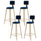 Glam Round Indoor Counter Stool Footrest Low Back Counter-height Stool Blue 4 Piece Set Clearhalo 'Bar Furniture' 'Bar Stools' 'bar_stools' 'furn' 'furn_bar_stools' 'Furniture' 'Kitchen & Dining Furniture' 5639020
