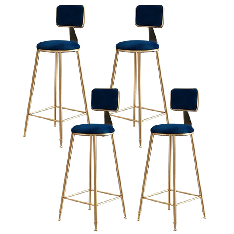 Glam Round Indoor Counter Stool Footrest Low Back Counter-height Stool Blue 4 Piece Set Clearhalo 'Bar Furniture' 'Bar Stools' 'bar_stools' 'furn' 'furn_bar_stools' 'Furniture' 'Kitchen & Dining Furniture' 5639020
