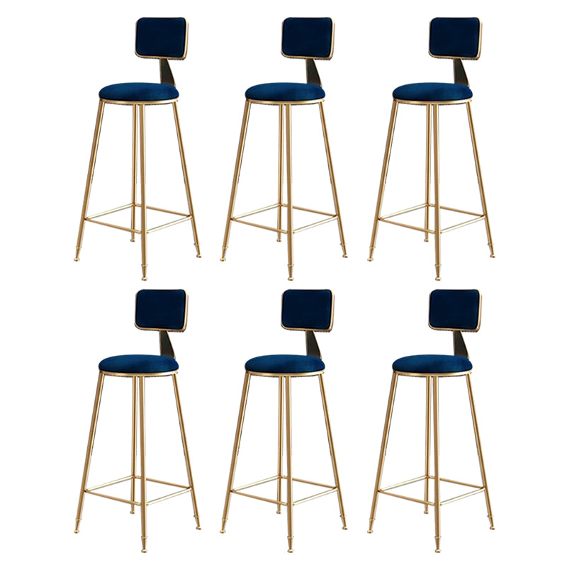 Glam Round Indoor Counter Stool Footrest Low Back Counter-height Stool Blue 6 Piece Set Clearhalo 'Bar Furniture' 'Bar Stools' 'bar_stools' 'furn' 'furn_bar_stools' 'Furniture' 'Kitchen & Dining Furniture' 5639021