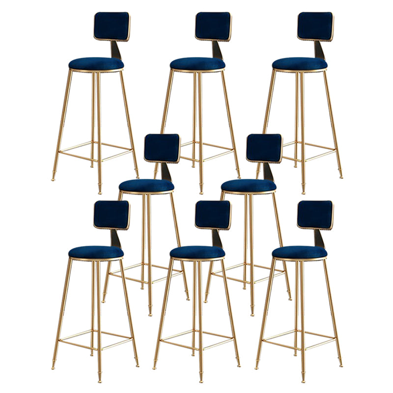 Glam Round Indoor Counter Stool Footrest Low Back Counter-height Stool Blue 8 Piece Set Clearhalo 'Bar Furniture' 'Bar Stools' 'bar_stools' 'furn' 'furn_bar_stools' 'Furniture' 'Kitchen & Dining Furniture' 5639022