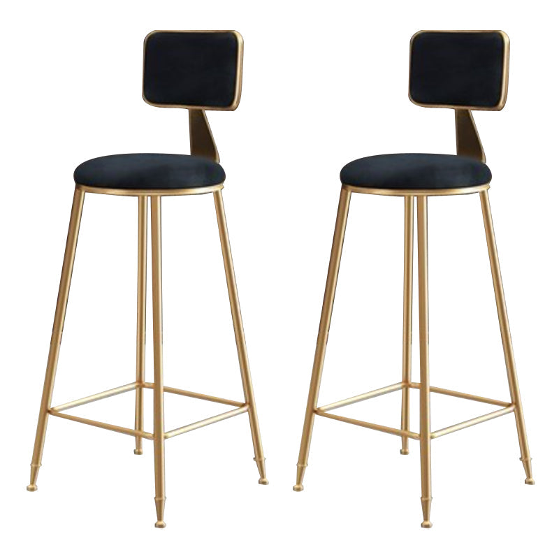 Glam Round Indoor Counter Stool Footrest Low Back Counter-height Stool Black 2 Piece Set Clearhalo 'Bar Furniture' 'Bar Stools' 'bar_stools' 'furn' 'furn_bar_stools' 'Furniture' 'Kitchen & Dining Furniture' 5639023