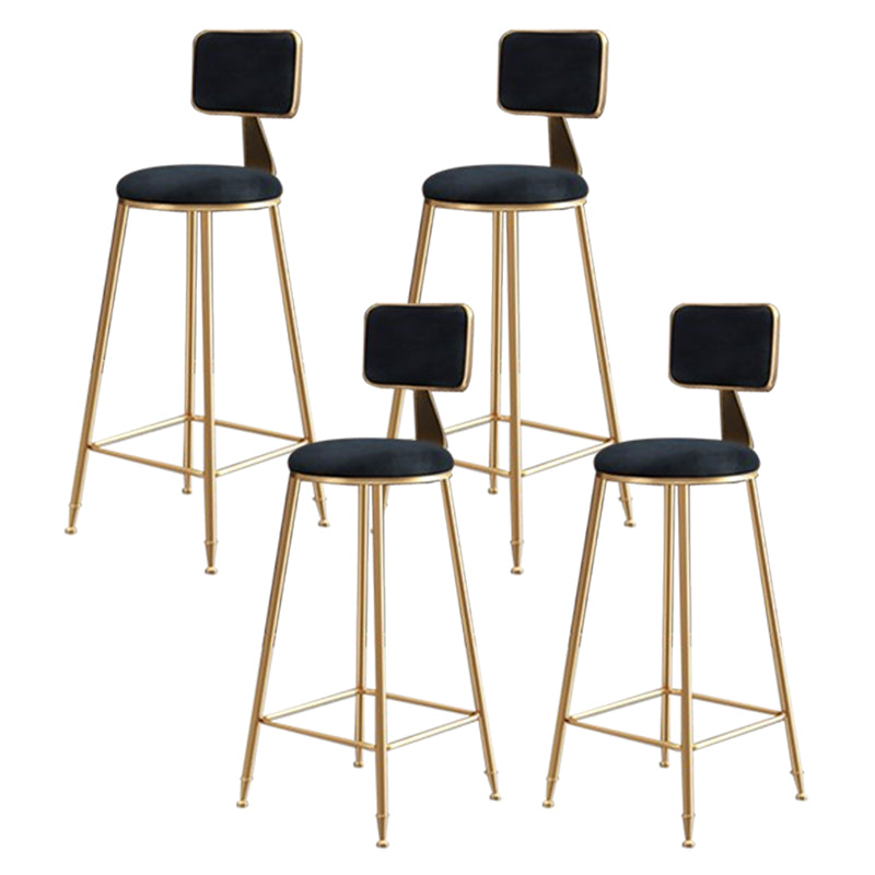Glam Round Indoor Counter Stool Footrest Low Back Counter-height Stool Black 4 Piece Set Clearhalo 'Bar Furniture' 'Bar Stools' 'bar_stools' 'furn' 'furn_bar_stools' 'Furniture' 'Kitchen & Dining Furniture' 5639024