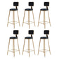Glam Round Indoor Counter Stool Footrest Low Back Counter-height Stool Black 6 Piece Set Clearhalo 'Bar Furniture' 'Bar Stools' 'bar_stools' 'furn' 'furn_bar_stools' 'Furniture' 'Kitchen & Dining Furniture' 5639025