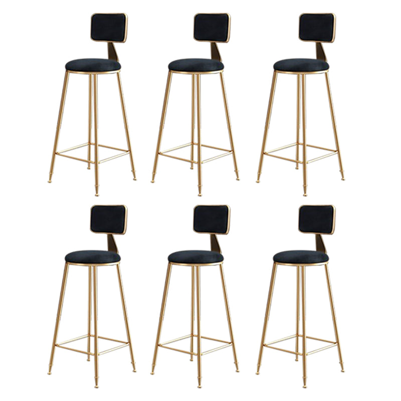 Glam Round Indoor Counter Stool Footrest Low Back Counter-height Stool Black 6 Piece Set Clearhalo 'Bar Furniture' 'Bar Stools' 'bar_stools' 'furn' 'furn_bar_stools' 'Furniture' 'Kitchen & Dining Furniture' 5639025