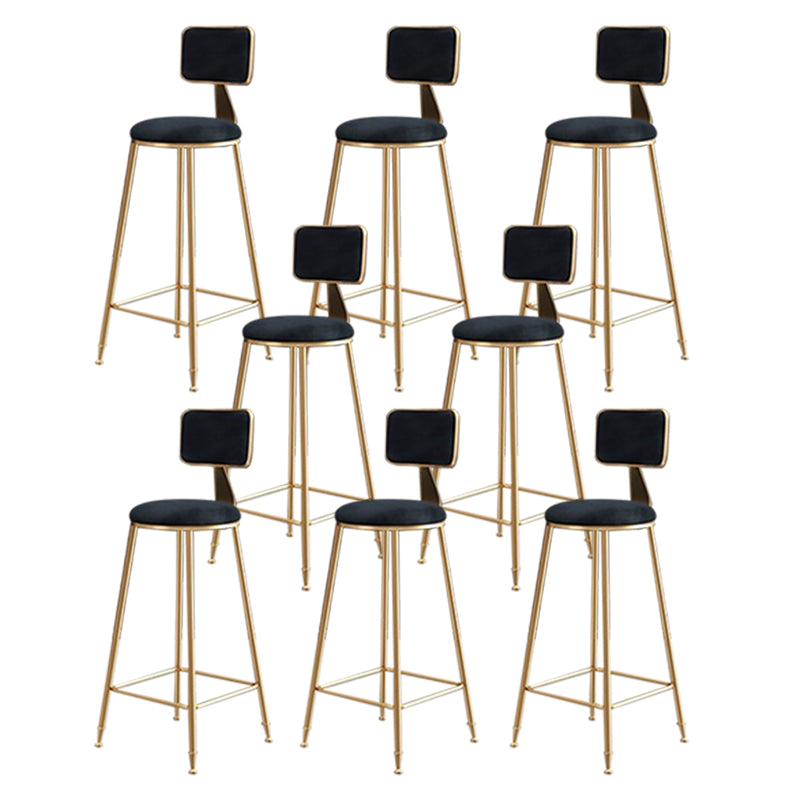 Glam Round Indoor Counter Stool Footrest Low Back Counter-height Stool Black 8 Piece Set Clearhalo 'Bar Furniture' 'Bar Stools' 'bar_stools' 'furn' 'furn_bar_stools' 'Furniture' 'Kitchen & Dining Furniture' 5639026