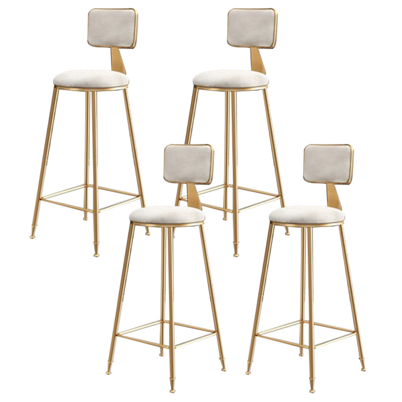 Glam Round Indoor Counter Stool Footrest Low Back Counter-height Stool White 4 Piece Set Clearhalo 'Bar Furniture' 'Bar Stools' 'bar_stools' 'furn' 'furn_bar_stools' 'Furniture' 'Kitchen & Dining Furniture' 5639028