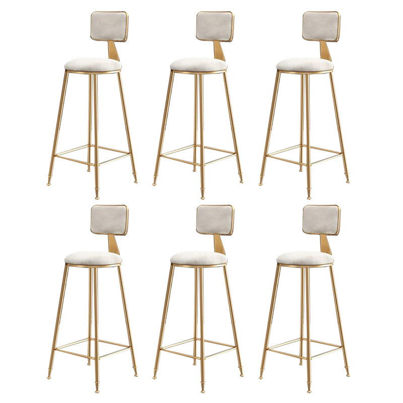Glam Round Indoor Counter Stool Footrest Low Back Counter-height Stool White 6 Piece Set Clearhalo 'Bar Furniture' 'Bar Stools' 'bar_stools' 'furn' 'furn_bar_stools' 'Furniture' 'Kitchen & Dining Furniture' 5639029