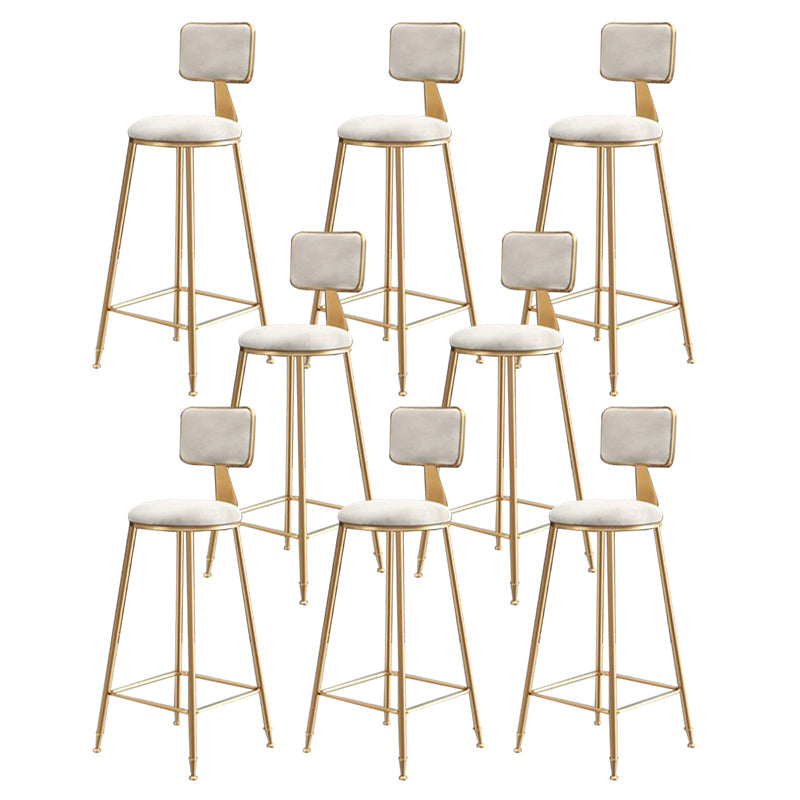 Glam Round Indoor Counter Stool Footrest Low Back Counter-height Stool White 8 Piece Set Clearhalo 'Bar Furniture' 'Bar Stools' 'bar_stools' 'furn' 'furn_bar_stools' 'Furniture' 'Kitchen & Dining Furniture' 5639030