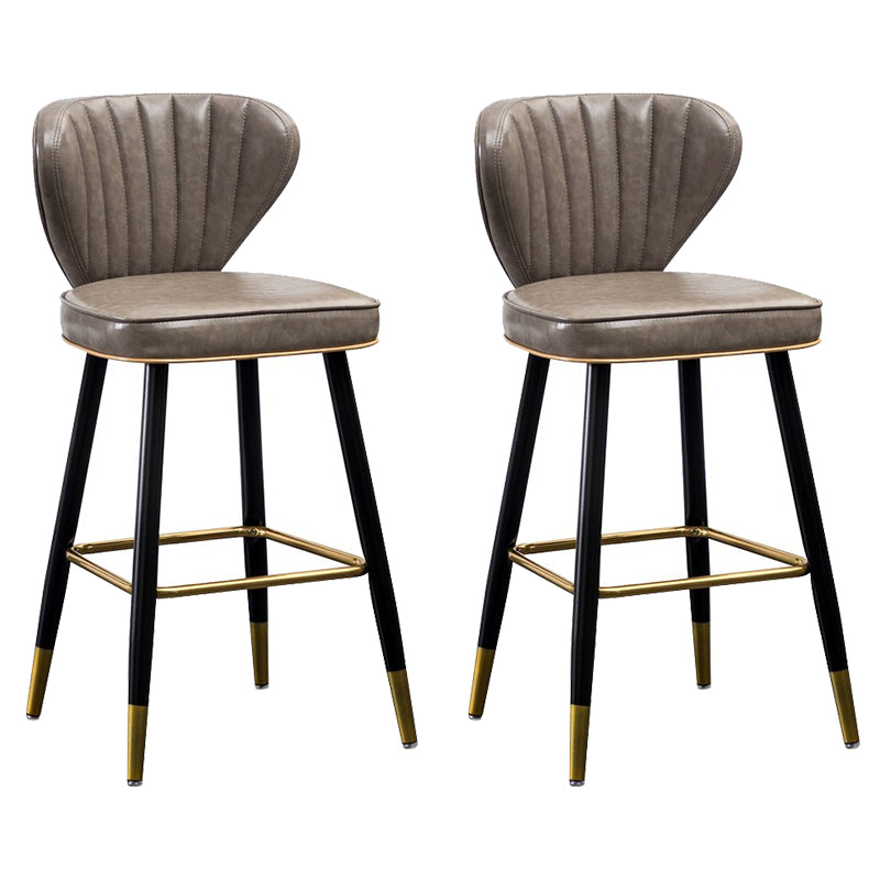 Modern Metal Barstool Faux Leather Counter Stool with Iorn 4 Legs Light Gray 2 Piece Set Clearhalo 'Bar Furniture' 'Bar Stools' 'bar_stools' 'furn' 'furn_bar_stools' 'Furniture' 'Kitchen & Dining Furniture' 5639076