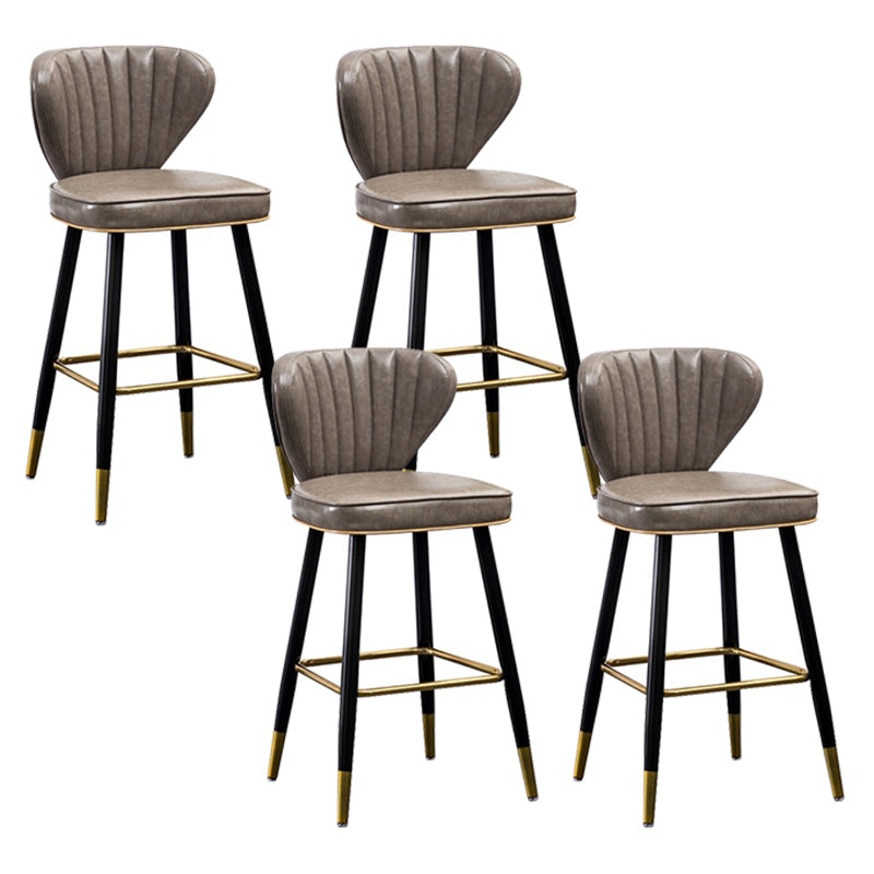 Modern Metal Barstool Faux Leather Counter Stool with Iorn 4 Legs Light Gray 4 Piece Set Clearhalo 'Bar Furniture' 'Bar Stools' 'bar_stools' 'furn' 'furn_bar_stools' 'Furniture' 'Kitchen & Dining Furniture' 5639078