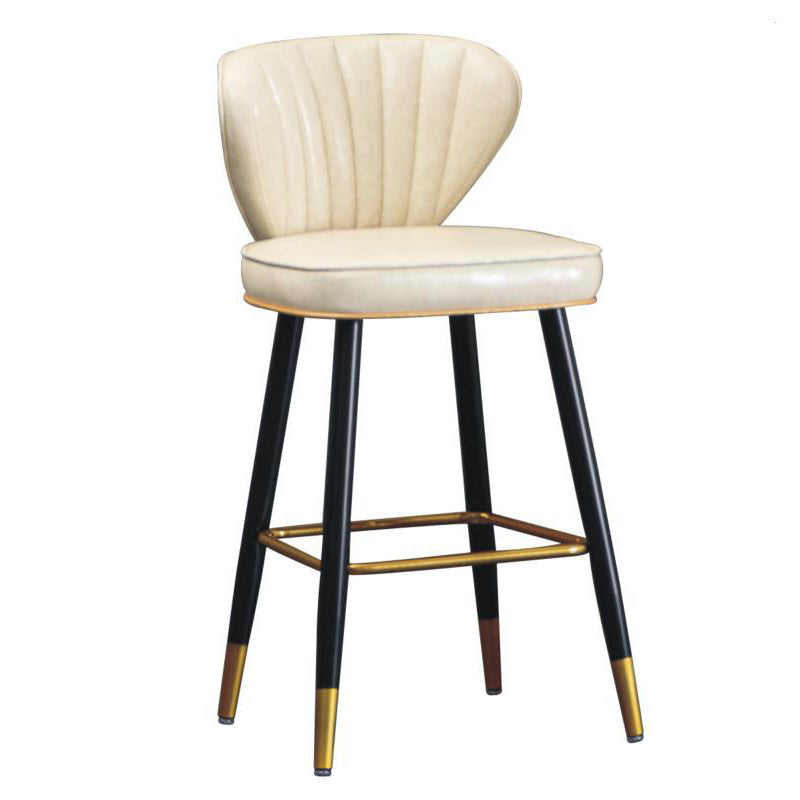 Modern Metal Barstool Faux Leather Counter Stool with Iorn 4 Legs Clearhalo 'Bar Furniture' 'Bar Stools' 'bar_stools' 'furn' 'furn_bar_stools' 'Furniture' 'Kitchen & Dining Furniture' 5639080