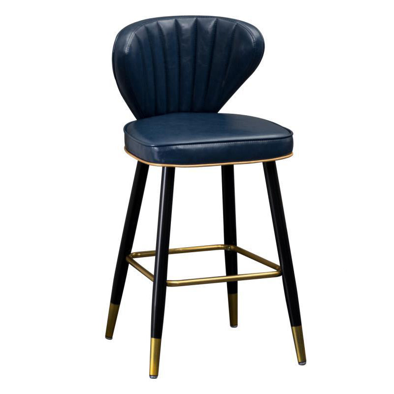 Modern Metal Barstool Faux Leather Counter Stool with Iorn 4 Legs Clearhalo 'Bar Furniture' 'Bar Stools' 'bar_stools' 'furn' 'furn_bar_stools' 'Furniture' 'Kitchen & Dining Furniture' 5639082