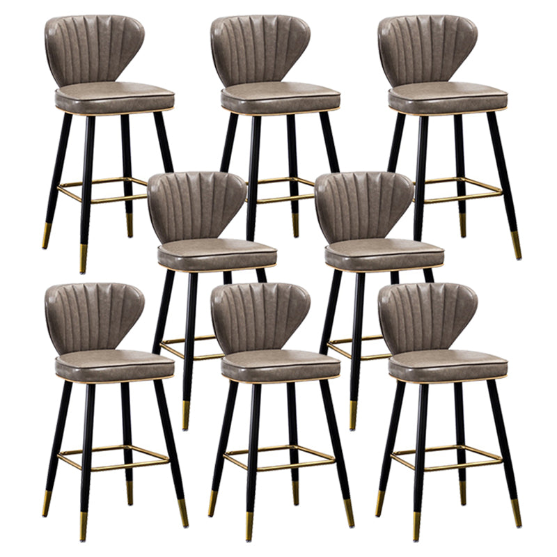 Modern Metal Barstool Faux Leather Counter Stool with Iorn 4 Legs Light Gray 8 Piece Set Clearhalo 'Bar Furniture' 'Bar Stools' 'bar_stools' 'furn' 'furn_bar_stools' 'Furniture' 'Kitchen & Dining Furniture' 5639083