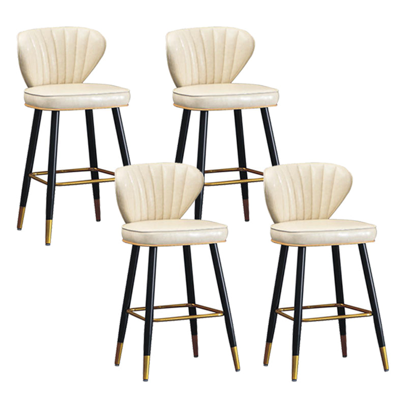 Modern Metal Barstool Faux Leather Counter Stool with Iorn 4 Legs Off-White 4 Piece Set Clearhalo 'Bar Furniture' 'Bar Stools' 'bar_stools' 'furn' 'furn_bar_stools' 'Furniture' 'Kitchen & Dining Furniture' 5639088