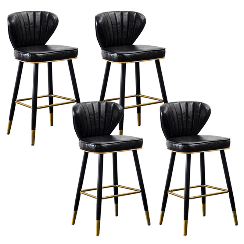 Modern Metal Barstool Faux Leather Counter Stool with Iorn 4 Legs Black 4 Piece Set Clearhalo 'Bar Furniture' 'Bar Stools' 'bar_stools' 'furn' 'furn_bar_stools' 'Furniture' 'Kitchen & Dining Furniture' 5639092