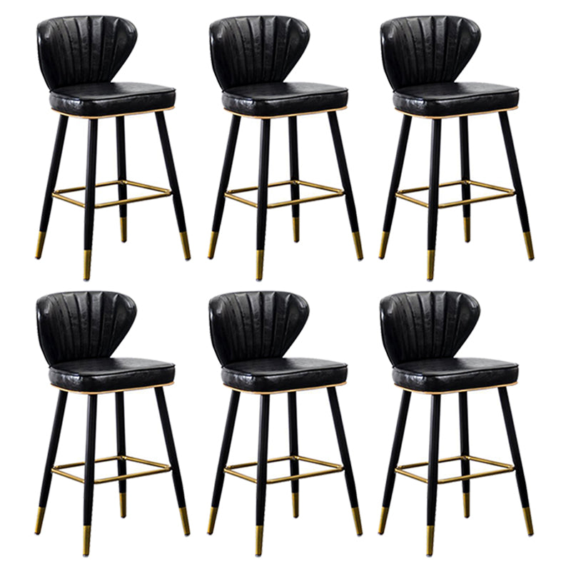 Modern Metal Barstool Faux Leather Counter Stool with Iorn 4 Legs Black 6 Piece Set Clearhalo 'Bar Furniture' 'Bar Stools' 'bar_stools' 'furn' 'furn_bar_stools' 'Furniture' 'Kitchen & Dining Furniture' 5639093