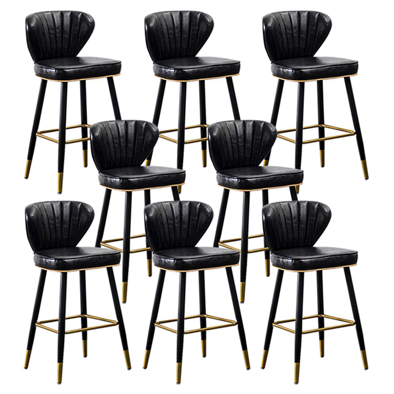 Modern Metal Barstool Faux Leather Counter Stool with Iorn 4 Legs Black 8 Piece Set Clearhalo 'Bar Furniture' 'Bar Stools' 'bar_stools' 'furn' 'furn_bar_stools' 'Furniture' 'Kitchen & Dining Furniture' 5639094